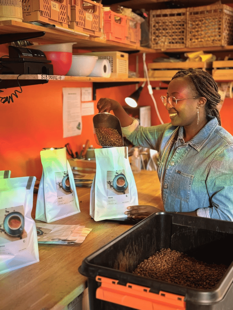Packing coffee beans